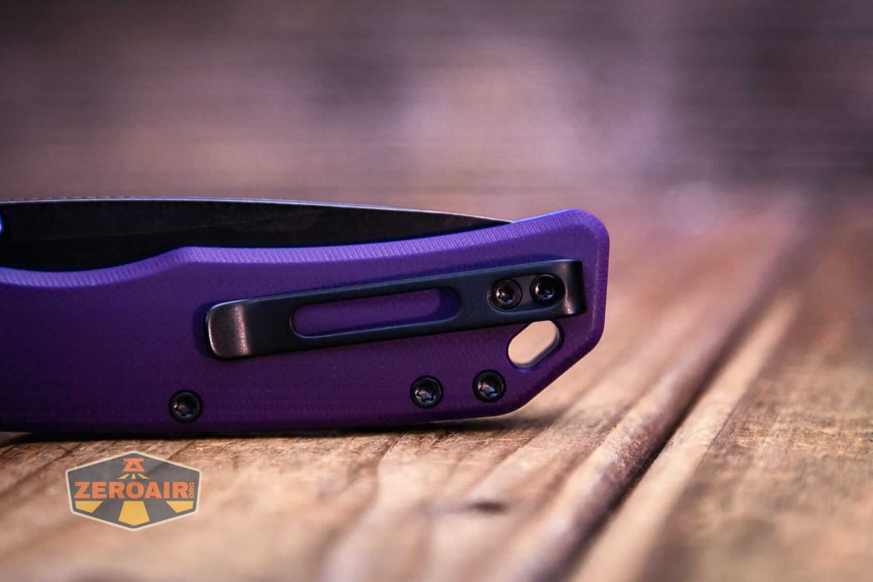 Vosteed Marten 330 Purple knife pocket clip detail