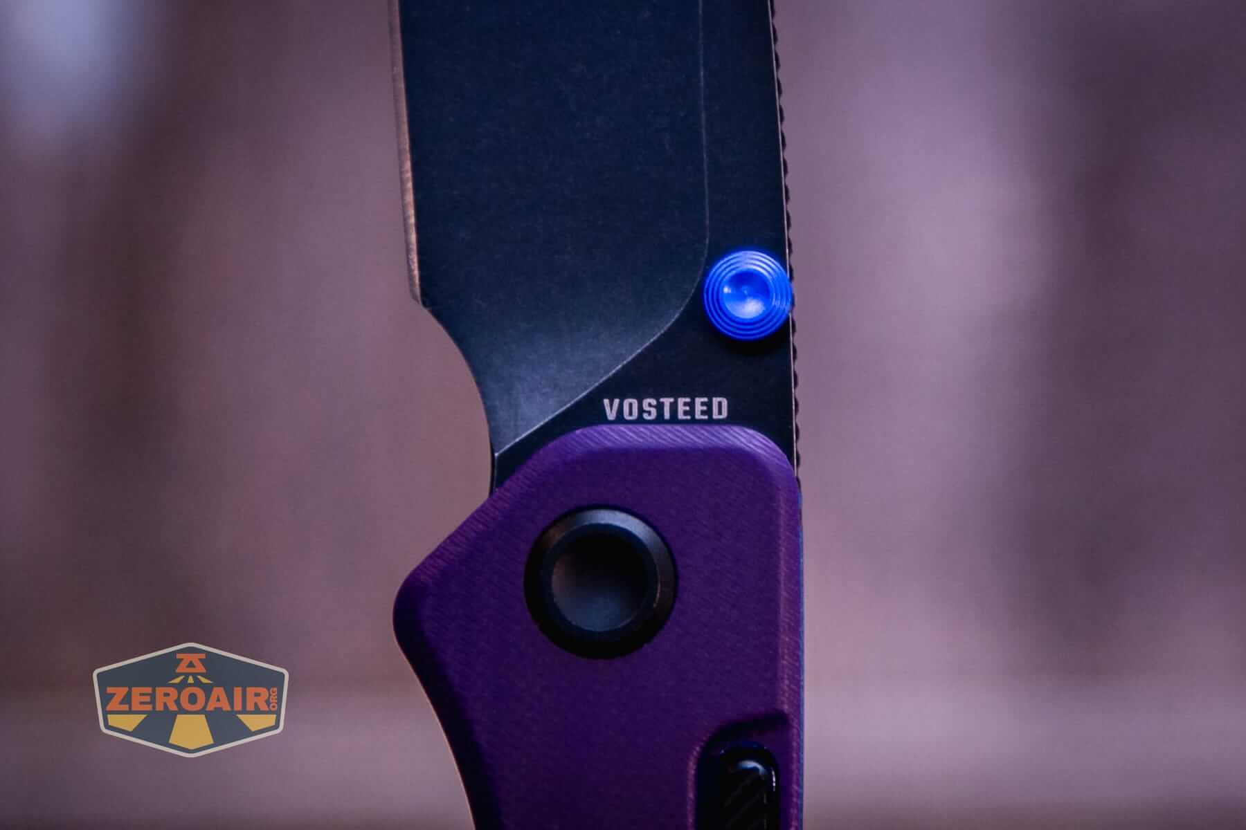 Vosteed Marten 330 Purple knife brand marking