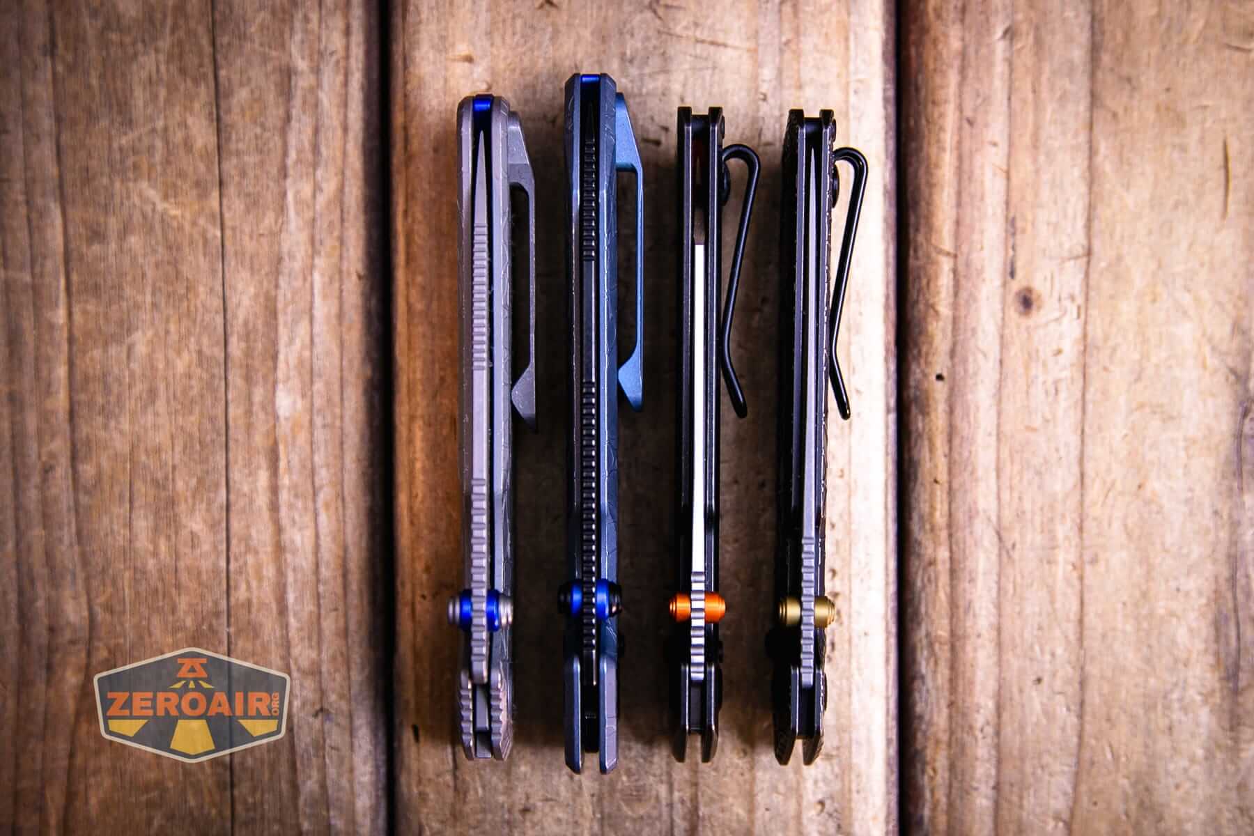 Vosteed Raccoon TiSlim knife with other slims - thickness considerations